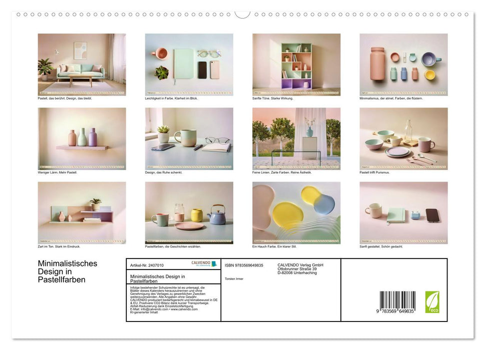 Minimalistisches Design in Pastellfarben (CALVENDO Premium Wandkalender 2027)