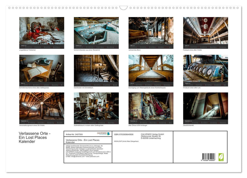 Verlassene Orte - Ein Lost Places Kalender (CALVENDO Wandkalender 2027)