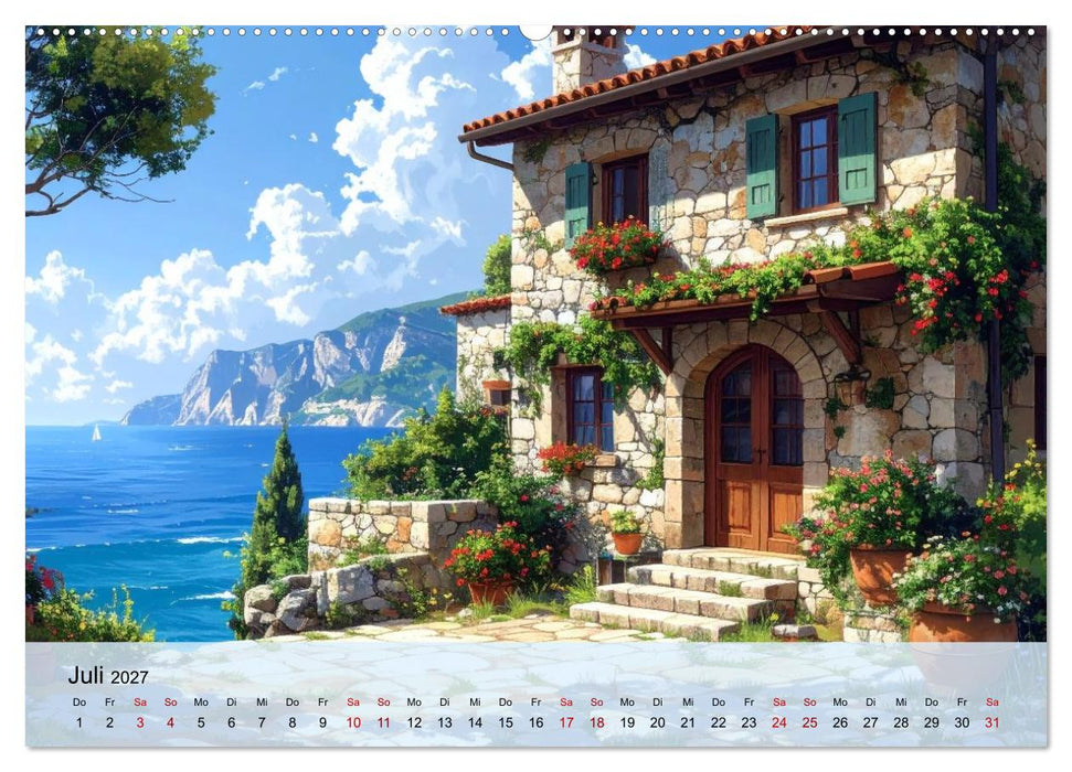 Romantische italienische Häuser am Meer (CALVENDO Premium Wandkalender 2027)