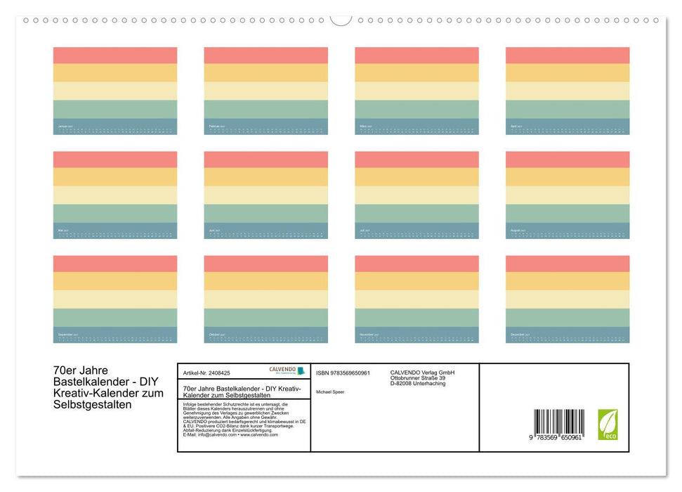 70er Jahre Bastelkalender - DIY Kreativ-Kalender zum Selbstgestalten (CALVENDO Premium Wandkalender 2027)
