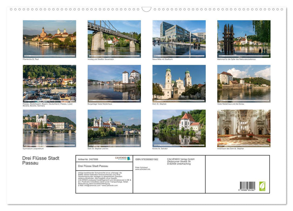 Drei Flüsse Stadt Passau (CALVENDO Wandkalender 2027)