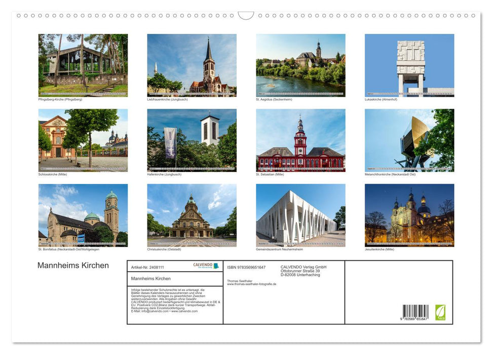 Mannheims Kirchen (CALVENDO Wandkalender 2027)