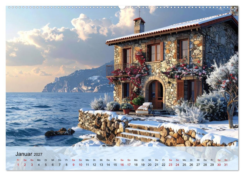 Romantische italienische Häuser am Meer (CALVENDO Wandkalender 2027)
