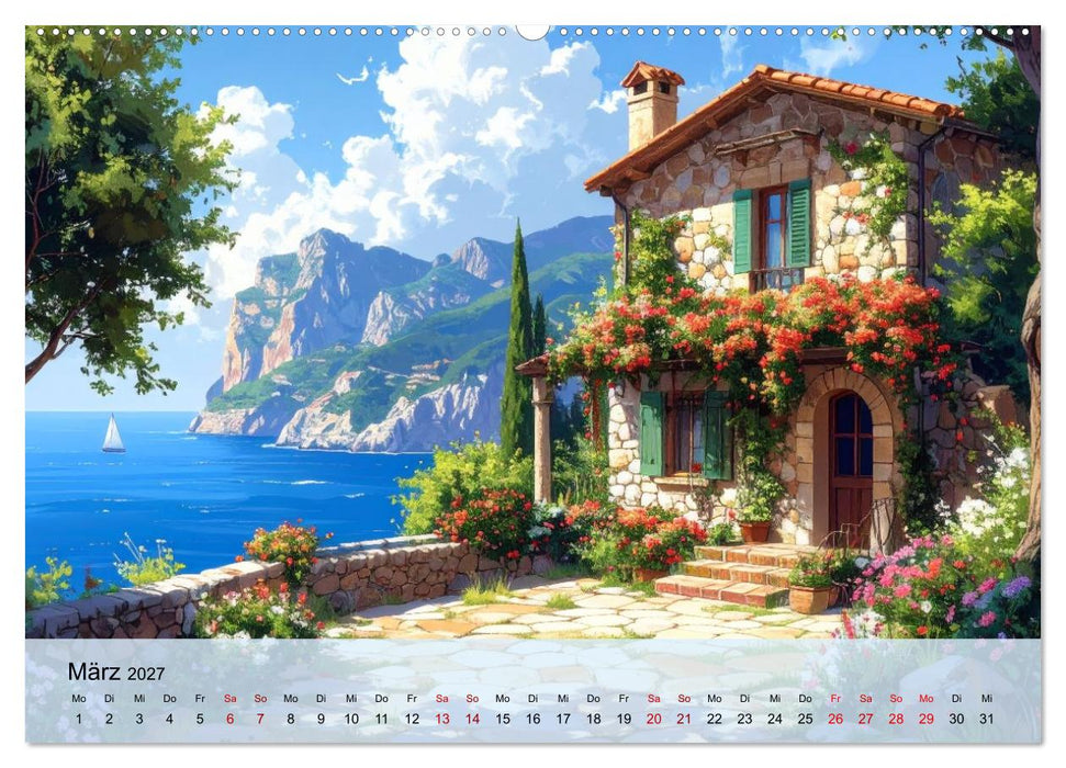 Romantische italienische Häuser am Meer (CALVENDO Wandkalender 2027)