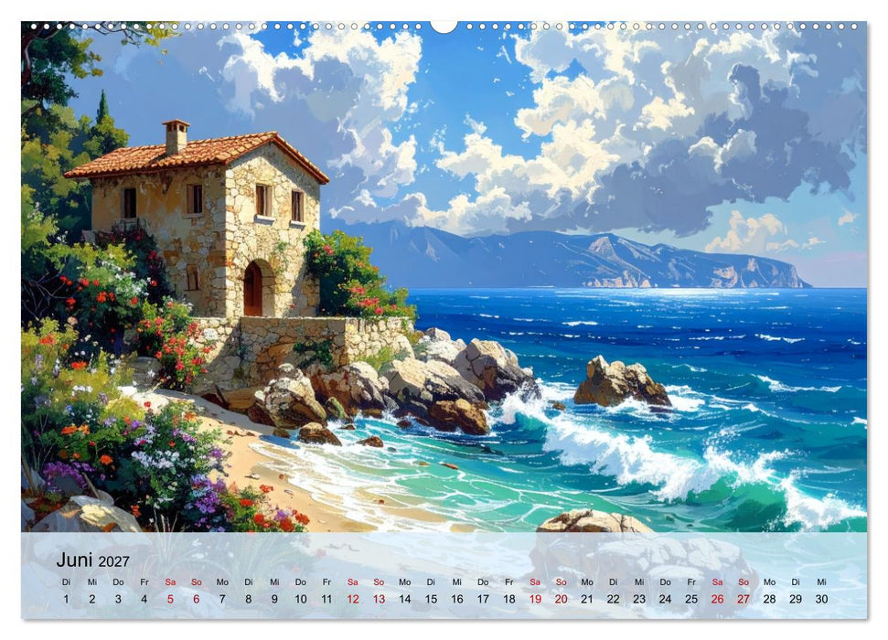 Romantische italienische Häuser am Meer (CALVENDO Wandkalender 2027)