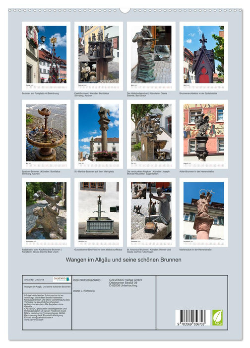 Wangen im Allgäu und seine schönen Brunnen (CALVENDO Premium Wandkalender 2027)
