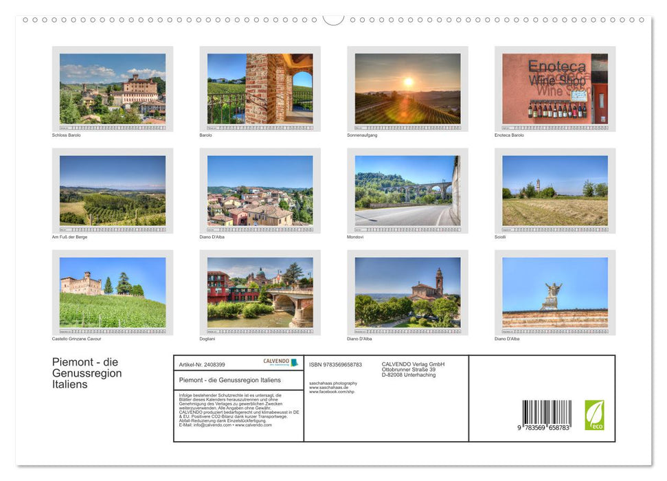 Piemont - die Genussregion Italiens (CALVENDO Premium Wandkalender 2027)