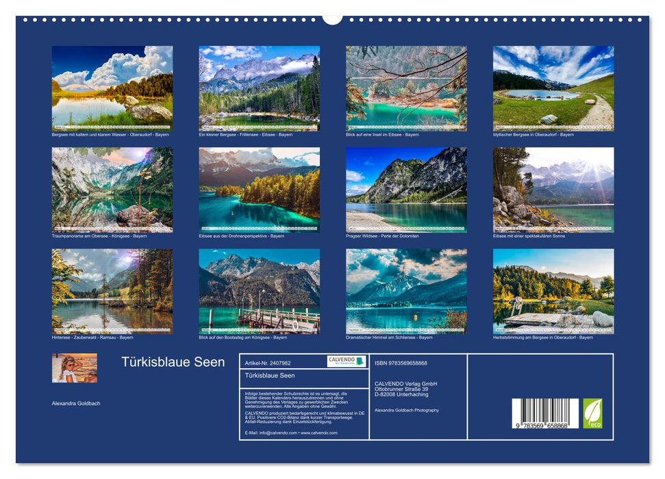 Türkisblaue Seen (CALVENDO Premium Wandkalender 2027)