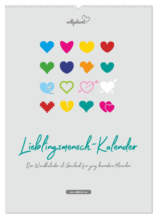 vollgeherzt: Lieblingsmensch-Kalender - Der Wandkalender als Geschenk für ganz besondere Menschen (CALVENDO Wandkalender 2027)
