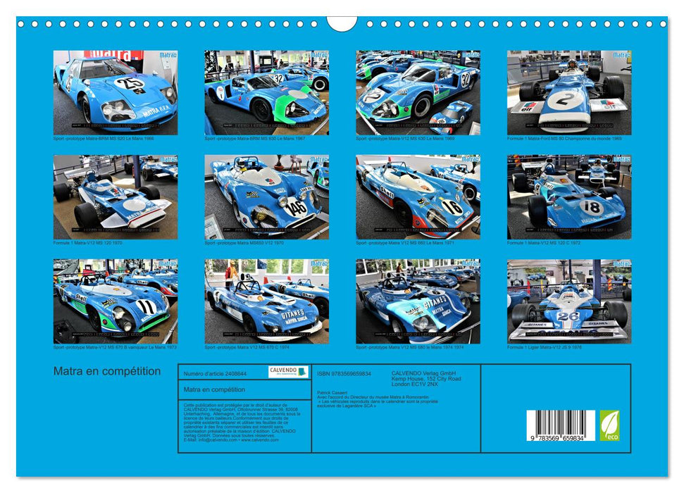Matra en compétition (CALVENDO Calendrier mensuel 2027)