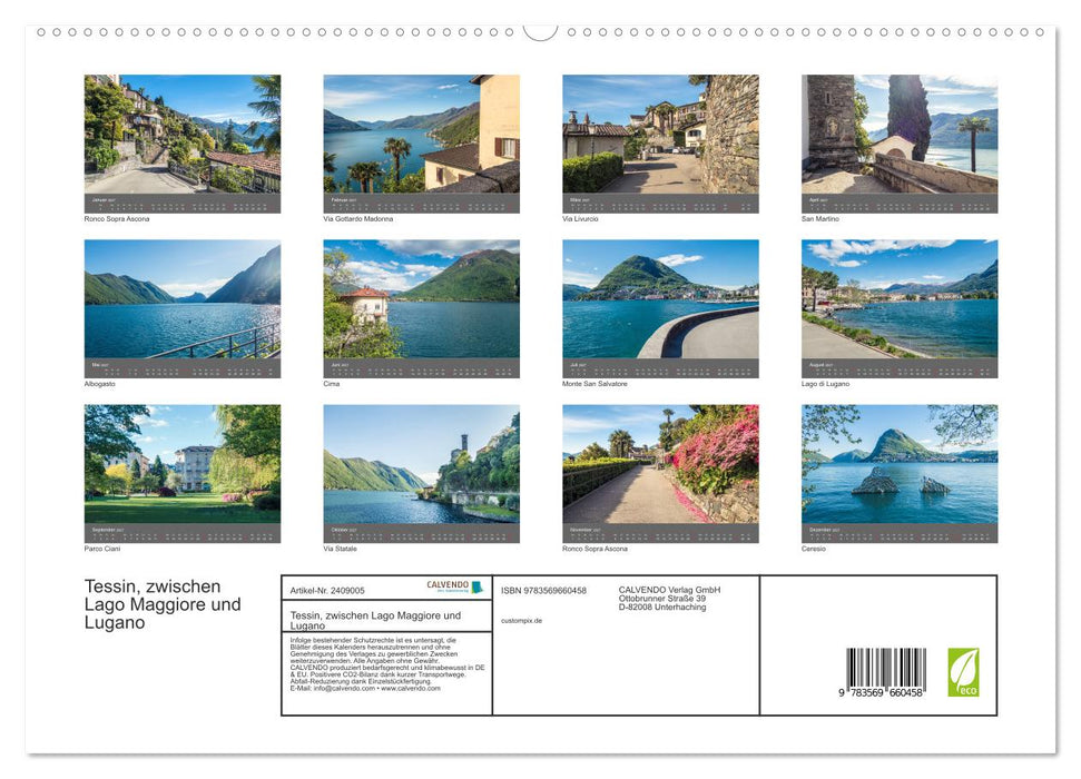 Tessin, zwischen Lago Maggiore und Lugano (CALVENDO Premium Wandkalender 2027)
