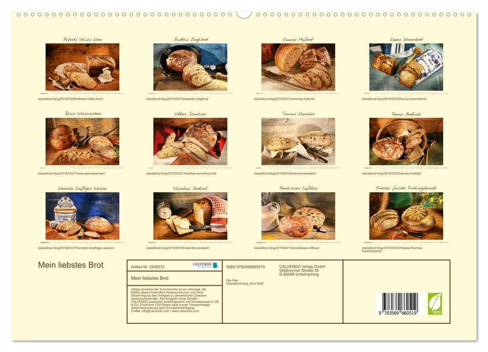 Mein liebstes Brot (CALVENDO Premium Wandkalender 2027)