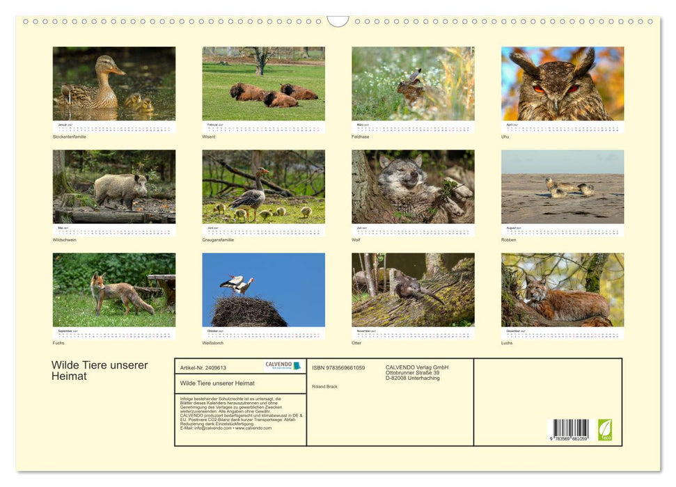 Wilde Tiere unserer Heimat (CALVENDO Wandkalender 2027)