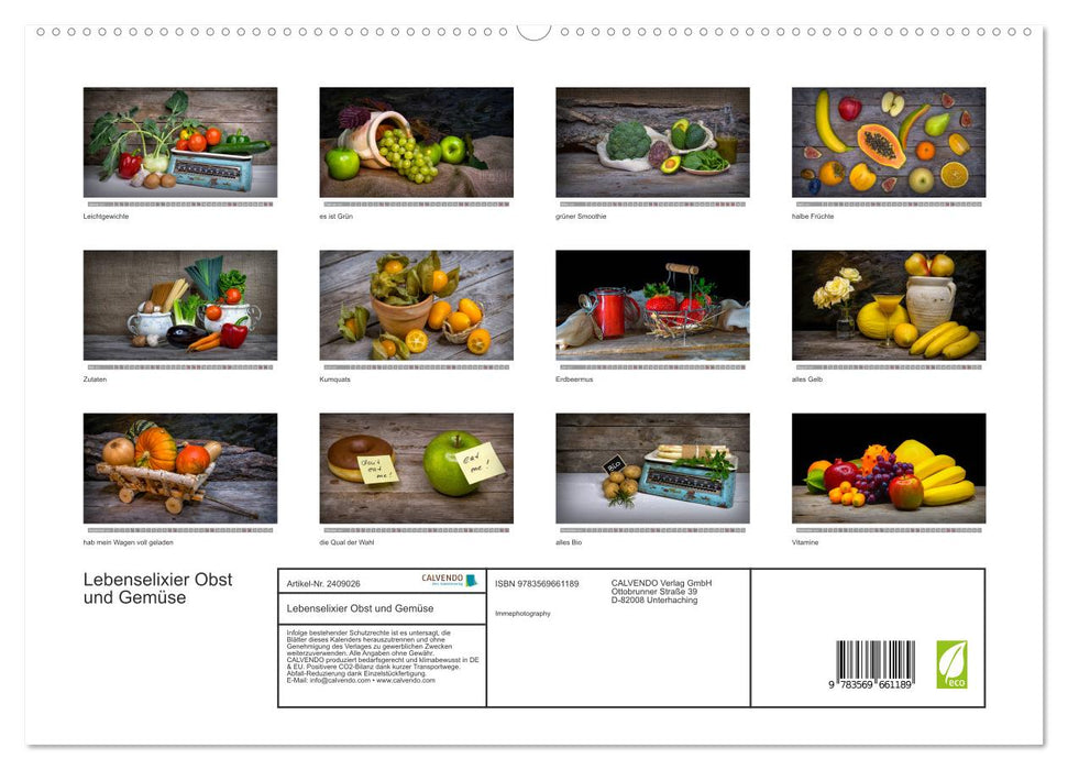 Lebenselixier Obst und Gemüse (CALVENDO Premium Wandkalender 2027)