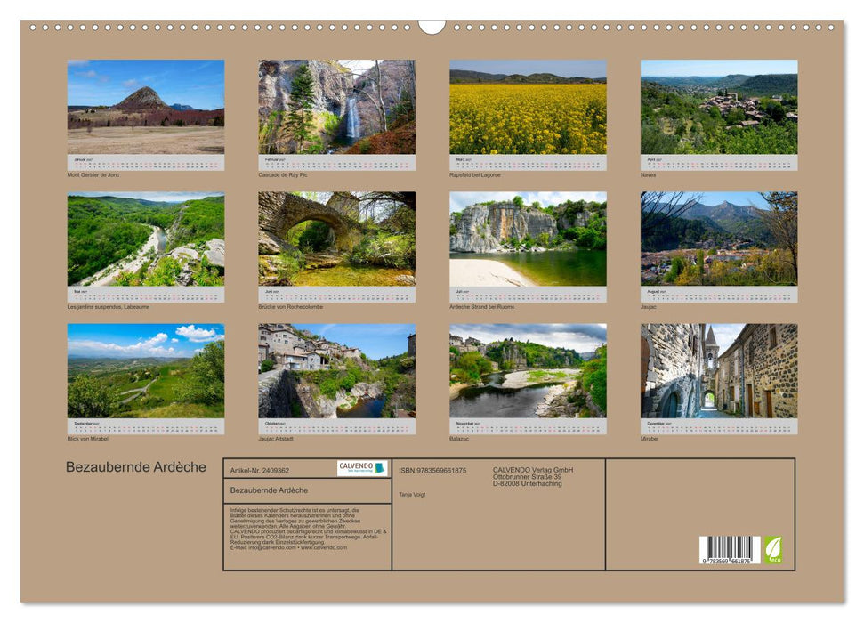 Bezaubernde Ardèche (CALVENDO Wandkalender 2027)