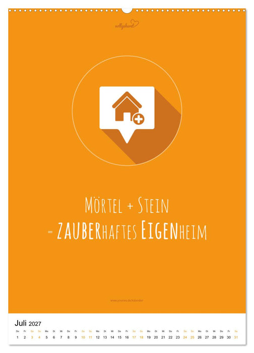 vollgeherzt: Der besondere Kalender für Bauherren mit motivierenden Hausbauzitaten (CALVENDO Premium Wandkalender 2027)