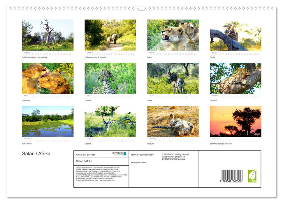 Safari / Afrika (CALVENDO Premium Wandkalender 2027)