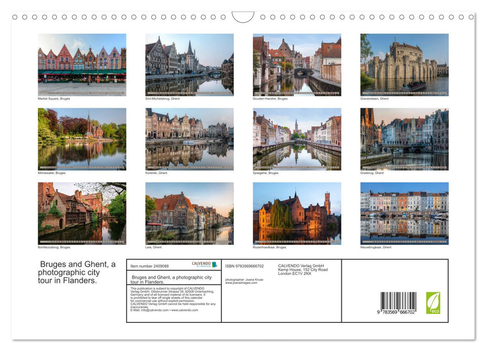 Bruges and Ghent, a photographic city tour in Flanders. (CALVENDO Monthly Calendar 2027)