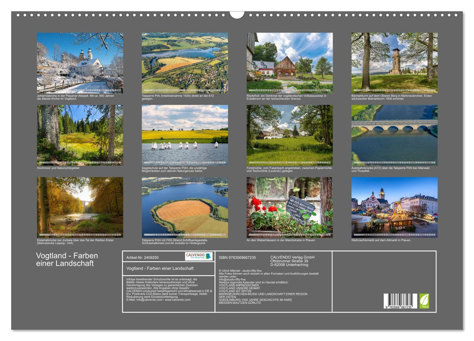 Vogtland - Farben einer Landschaft (CALVENDO Wandkalender 2027)