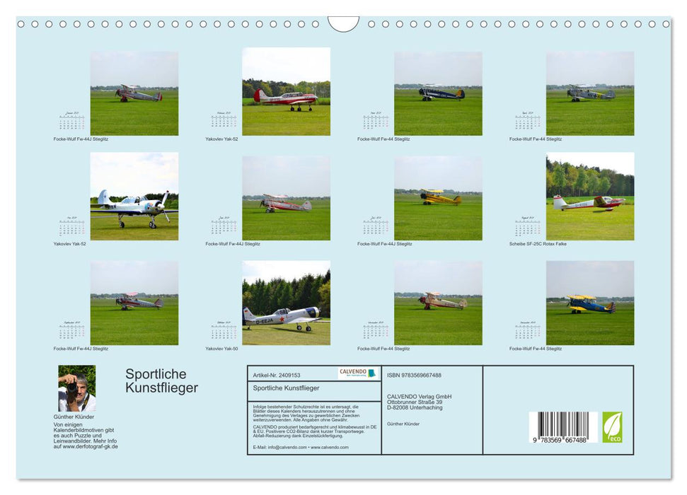 Sportliche Kunstflieger (CALVENDO Wandkalender 2027)