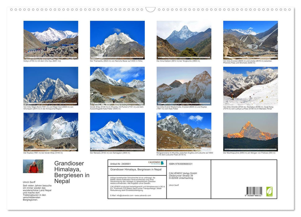 Grandioser Himalaya, Bergriesen in Nepal (CALVENDO Wandkalender 2027)