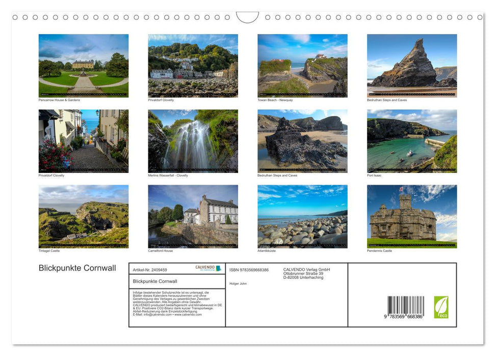 Blickpunkte Cornwall (CALVENDO Wandkalender 2027)