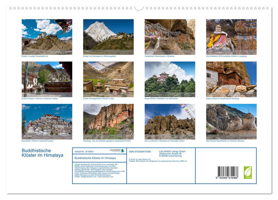 Buddhistische Klöster im Himalaya (CALVENDO Premium Wandkalender 2027)