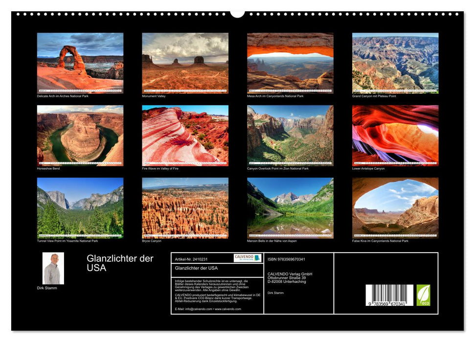 Glanzlichter der USA (CALVENDO Premium Wandkalender 2027)