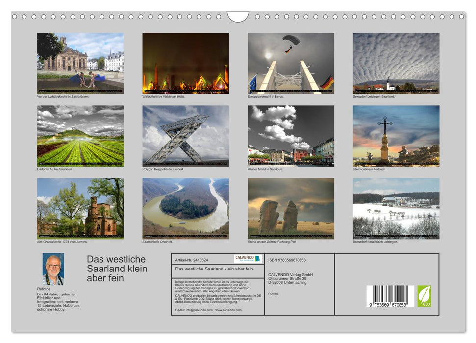 Das westliche Saarland klein aber fein (CALVENDO Wandkalender 2027)