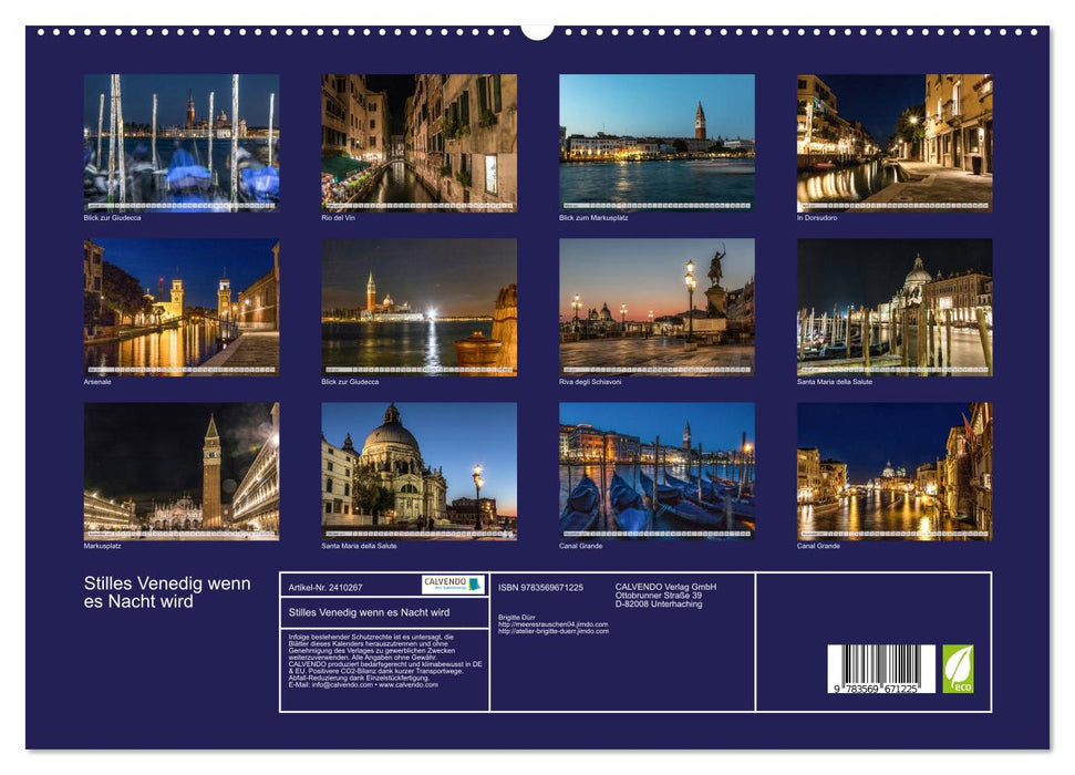 Stilles Venedig wenn es Nacht wird (CALVENDO Premium Wandkalender 2027)