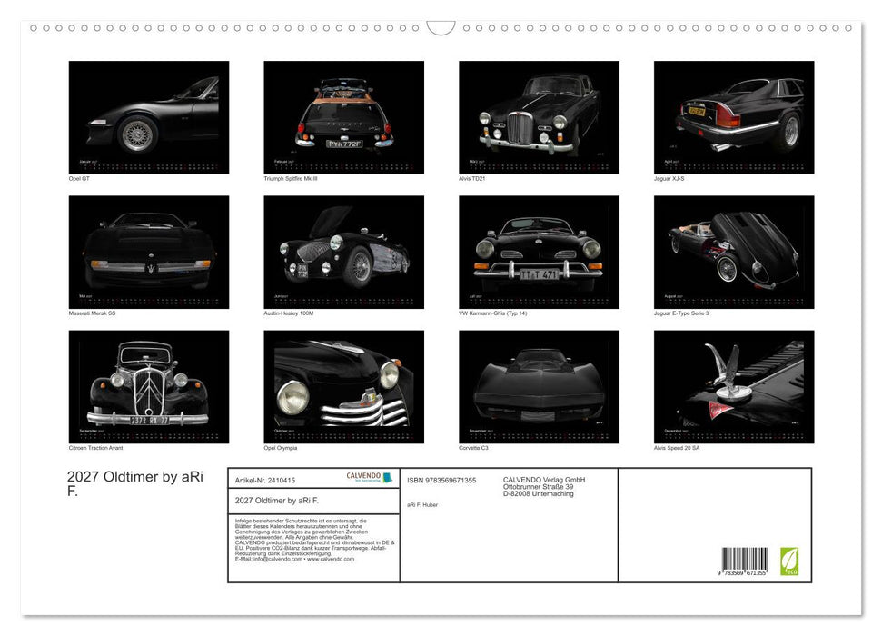 2027 Oldtimer by aRi F. (CALVENDO Wandkalender 2027)