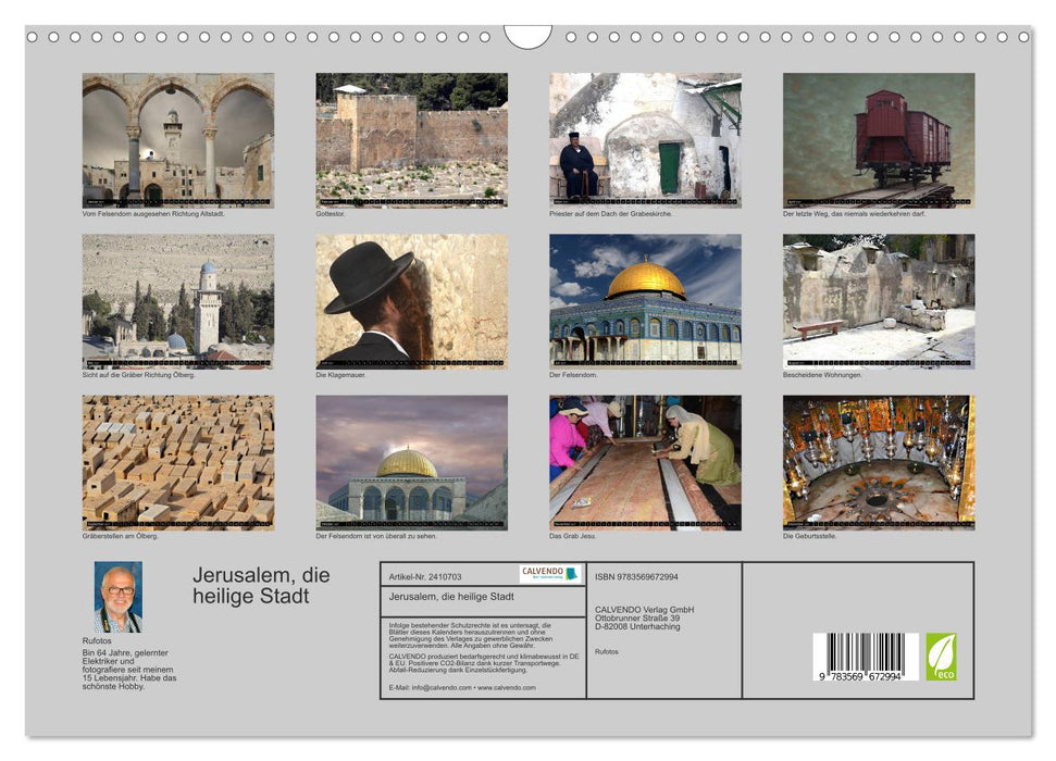 Jerusalem, die heilige Stadt (CALVENDO Wandkalender 2027)
