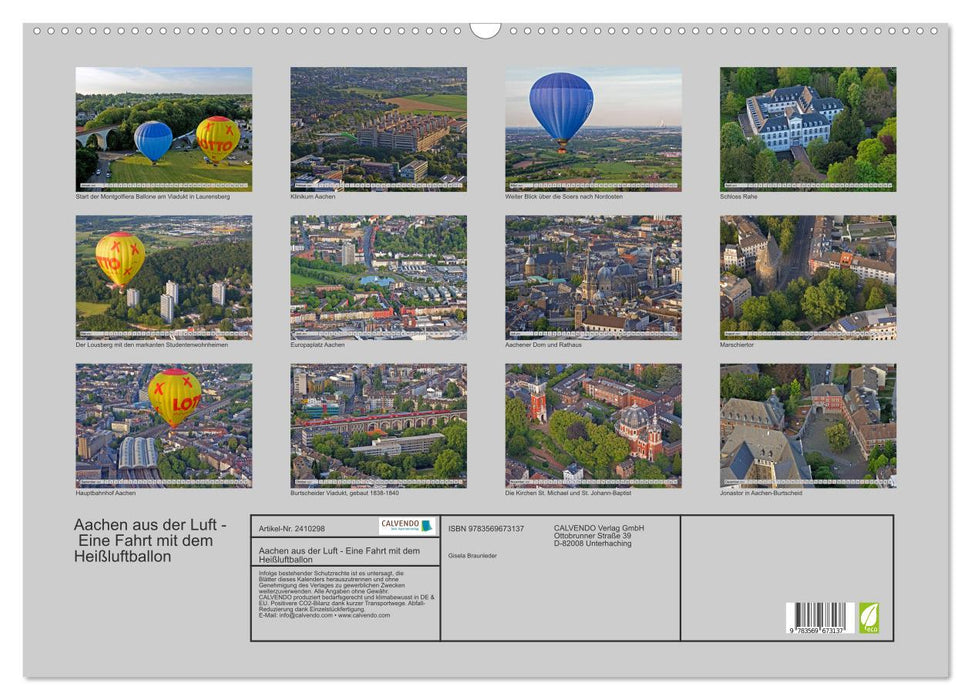 Aachen aus der Luft - Eine Fahrt mit dem Heißluftballon (CALVENDO Wandkalender 2027)