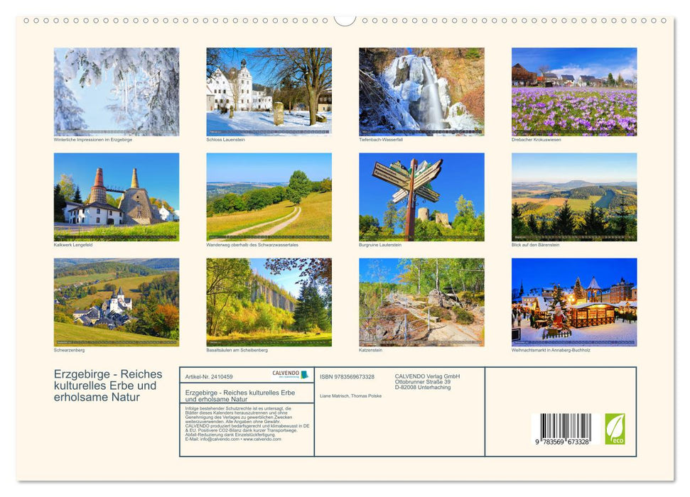 Erzgebirge - Reiches kulturelles Erbe und erholsame Natur (CALVENDO Premium Wandkalender 2027)