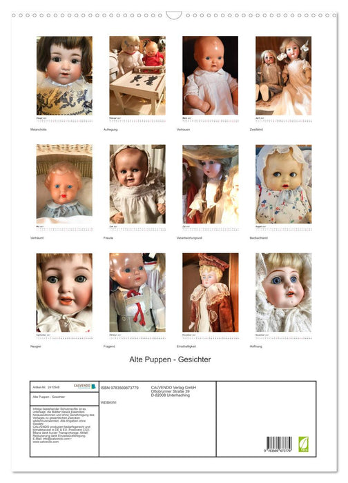 Alte Puppen - Gesichter (CALVENDO Wandkalender 2027)