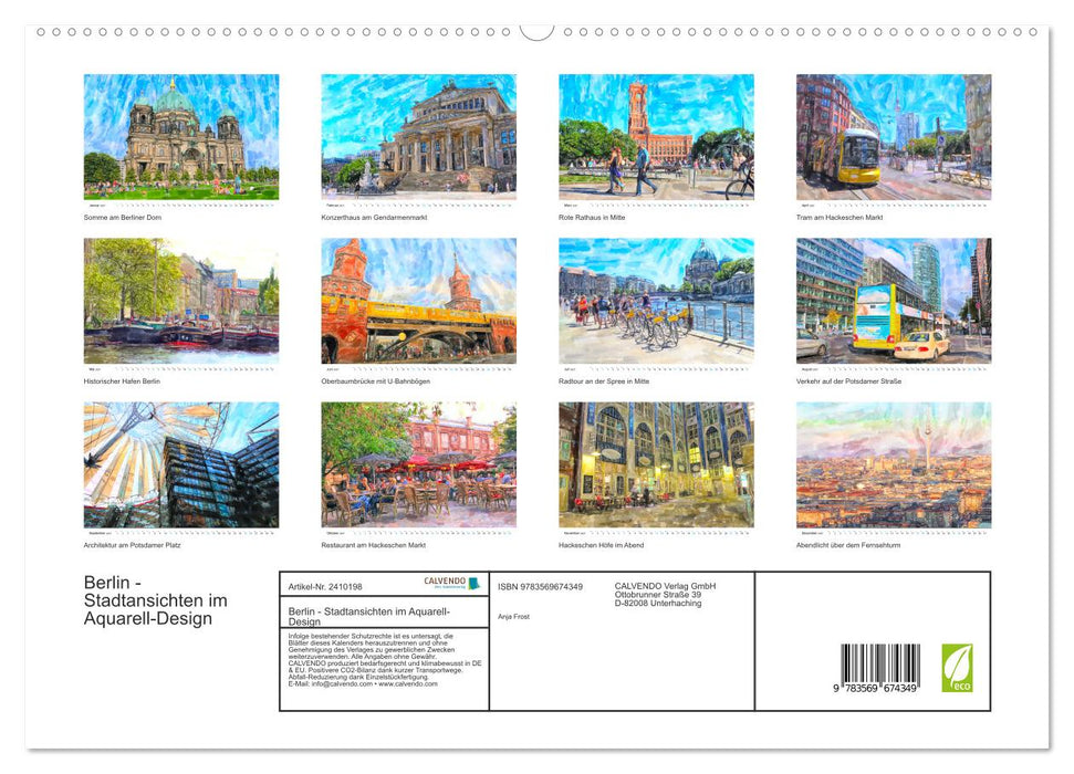 Berlin - Stadtansichten im Aquarell-Design (CALVENDO Premium Wandkalender 2027)
