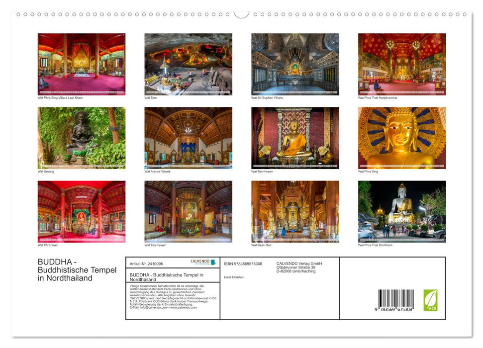 BUDDHA - Buddhistische Tempel in Nordthailand (CALVENDO Premium Wandkalender 2027)