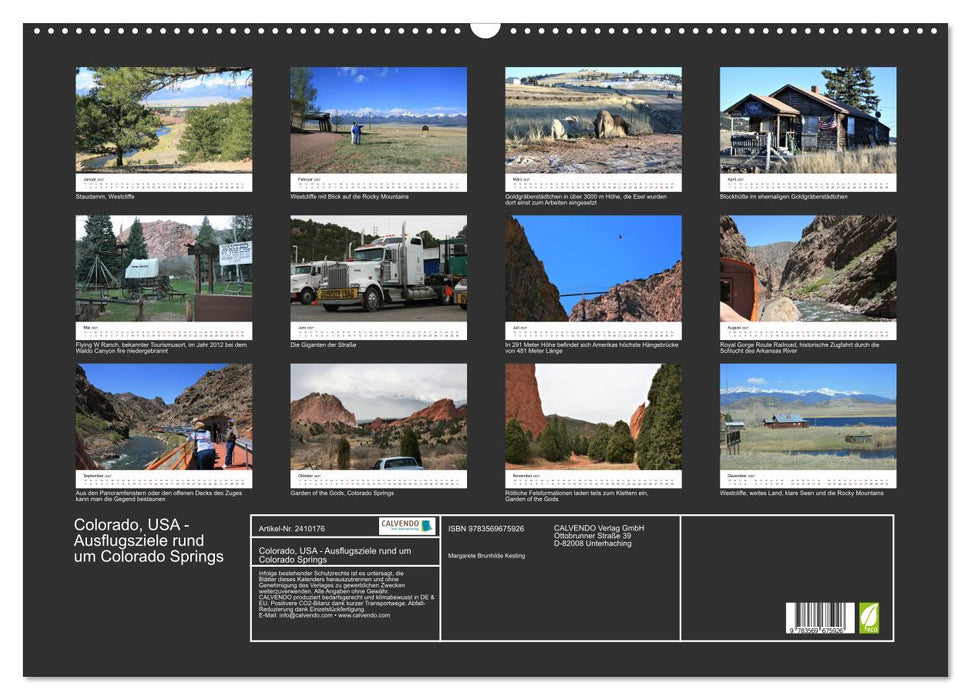 Colorado, USA - Ausflugsziele rund um Colorado Springs (CALVENDO Wandkalender 2027)