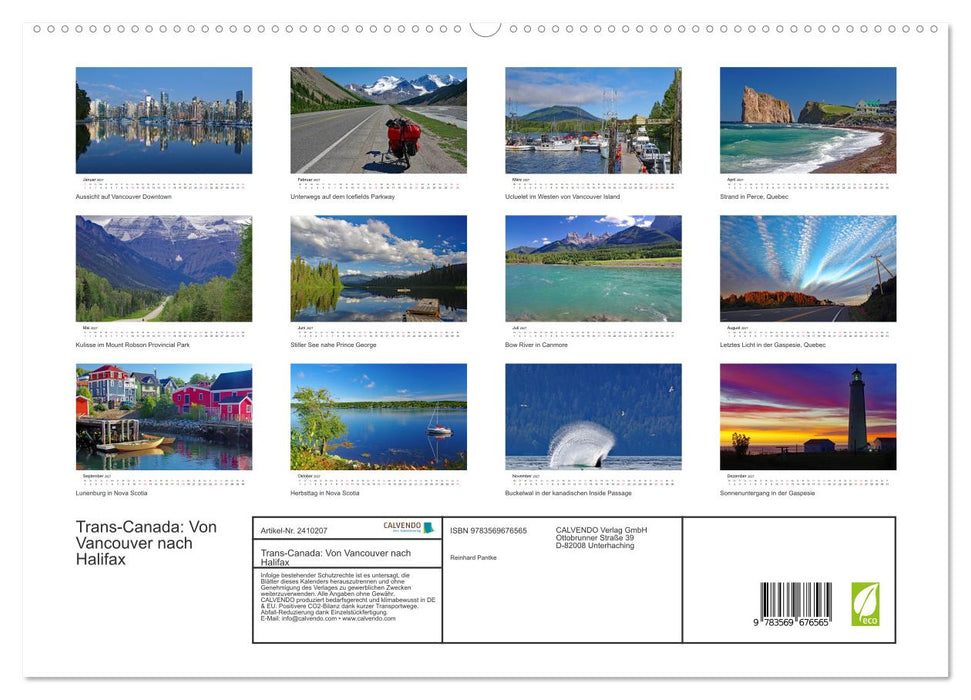 Trans-Canada: Von Vancouver nach Halifax (CALVENDO Premium Wandkalender 2027)
