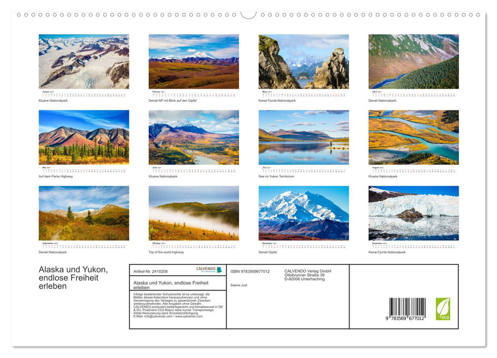 Alaska und Yukon, endlose Freiheit erleben (CALVENDO Wandkalender 2027)