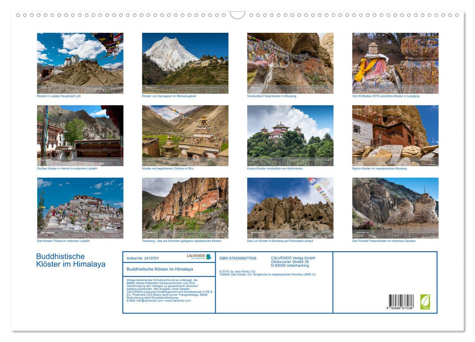 Buddhistische Klöster im Himalaya (CALVENDO Wandkalender 2027)