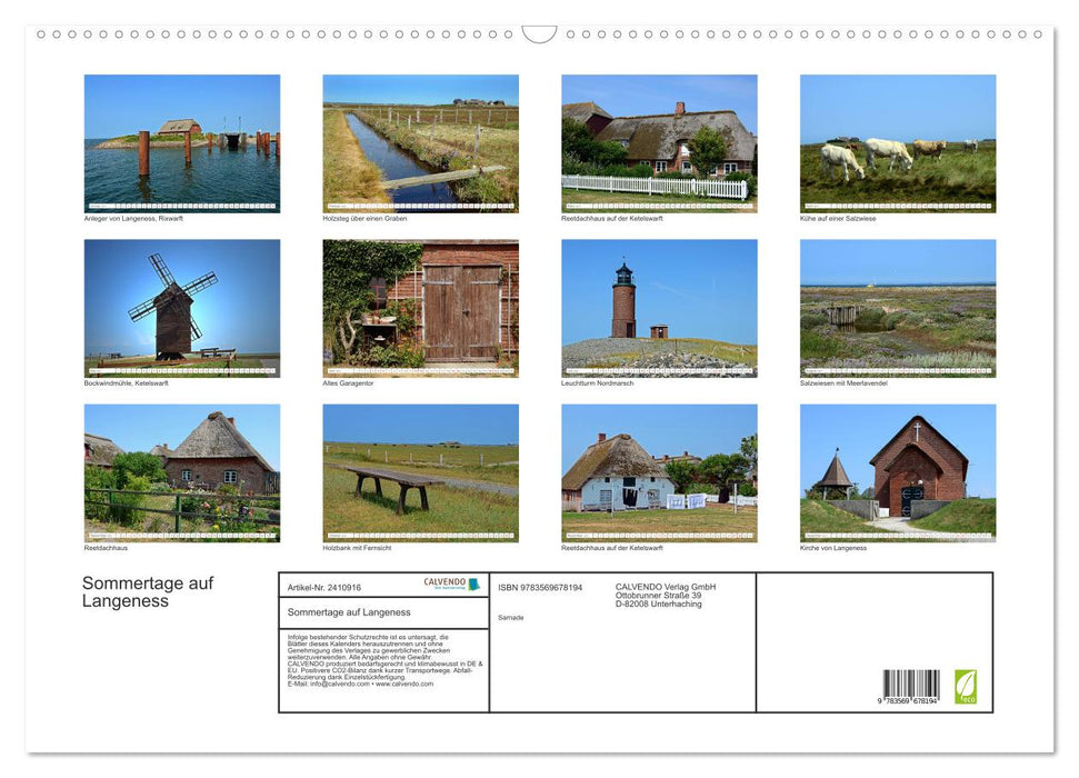 Sommertage auf Langeness (CALVENDO Wandkalender 2027)