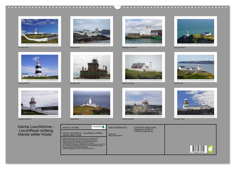 Irische Leuchttürme - Leuchtfeuer entlang Irlands wilder Küste (CALVENDO Wandkalender 2027)