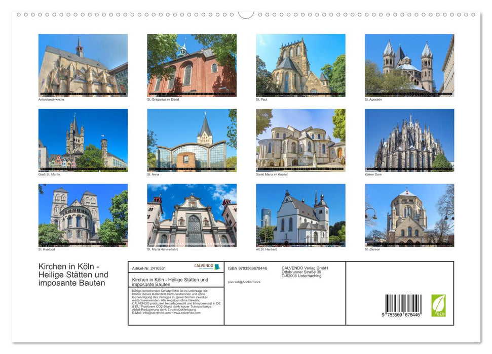 Kirchen in Köln - Heilige Stätten und imposante Bauten (CALVENDO Premium Wandkalender 2027)