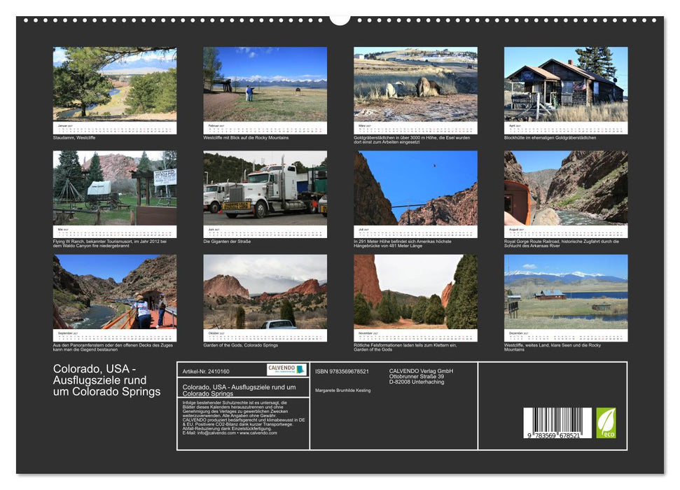 Colorado, USA - Ausflugsziele rund um Colorado Springs (CALVENDO Premium Wandkalender 2027)