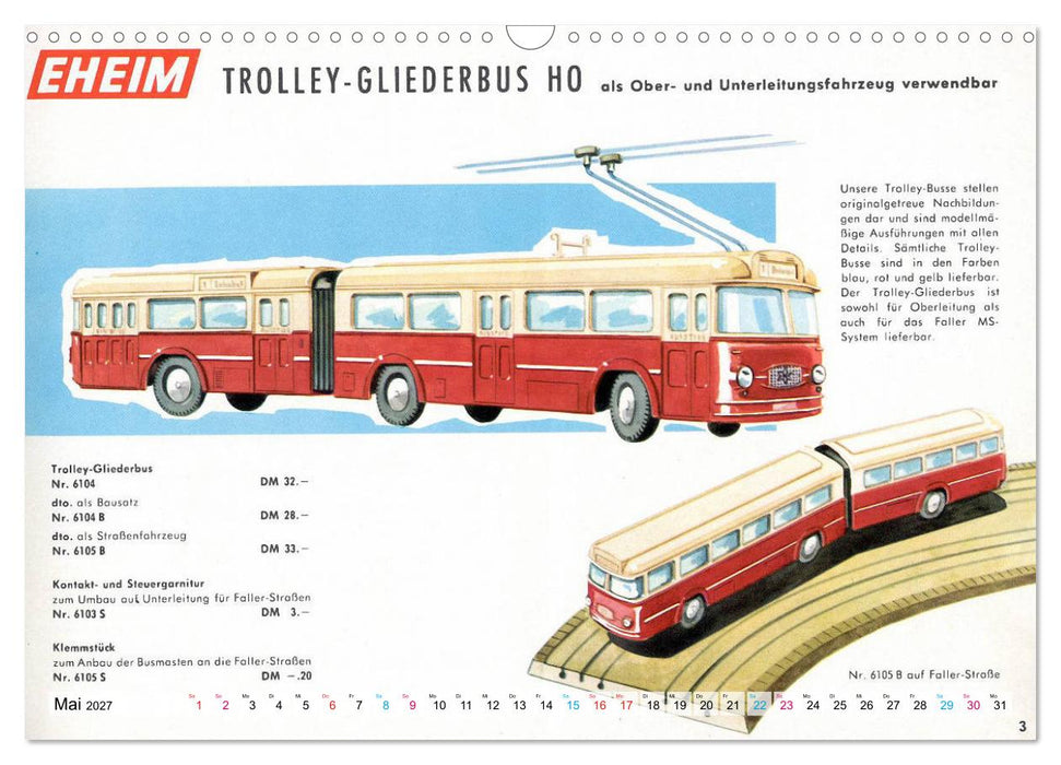 Trolley-Bus H0 (CALVENDO Wandkalender 2027)