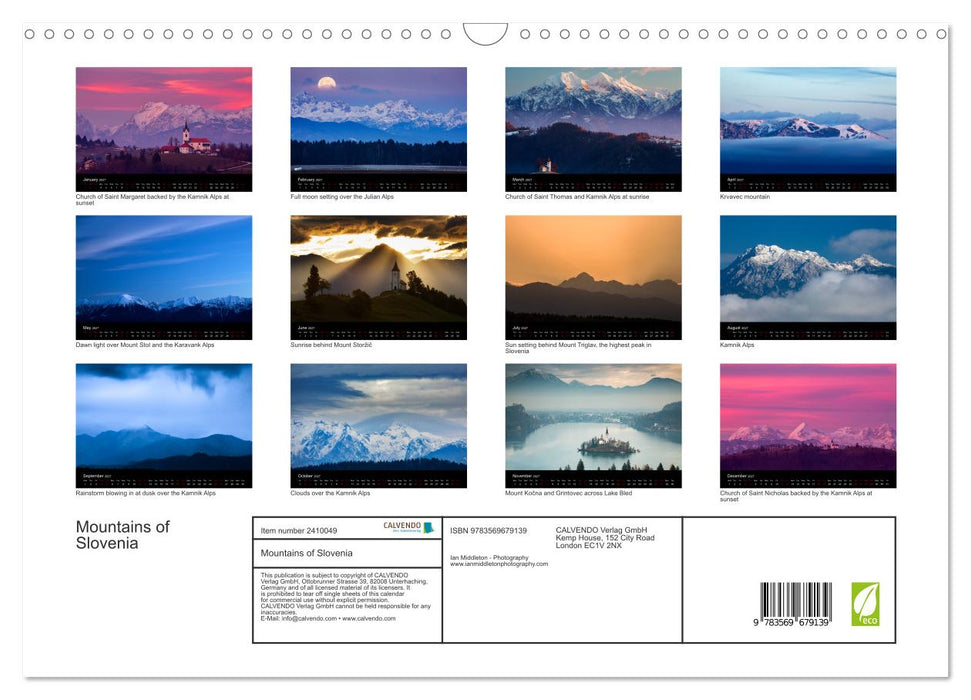 Mountains of Slovenia (CALVENDO Monthly Calendar 2027)