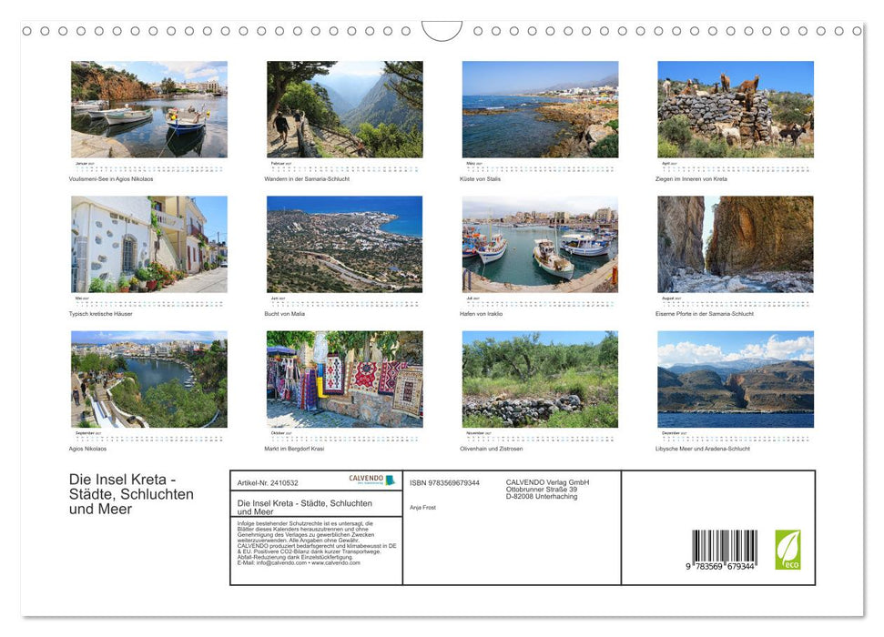 Die Insel Kreta - Städte, Schluchten und Meer (CALVENDO Wandkalender 2027)