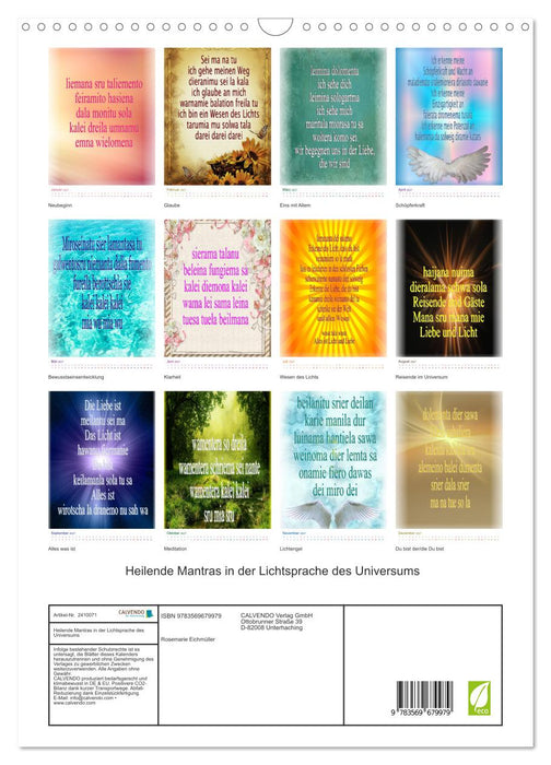Heilende Mantras in der Lichtsprache des Universums (CALVENDO Wandkalender 2027)