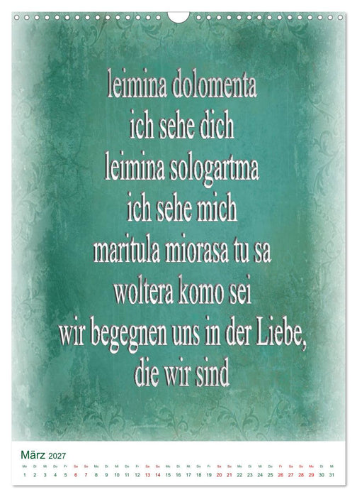 Heilende Mantras in der Lichtsprache des Universums (CALVENDO Wandkalender 2027)